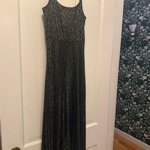 All Saints Charcoal Leopard Print Maxi Dress